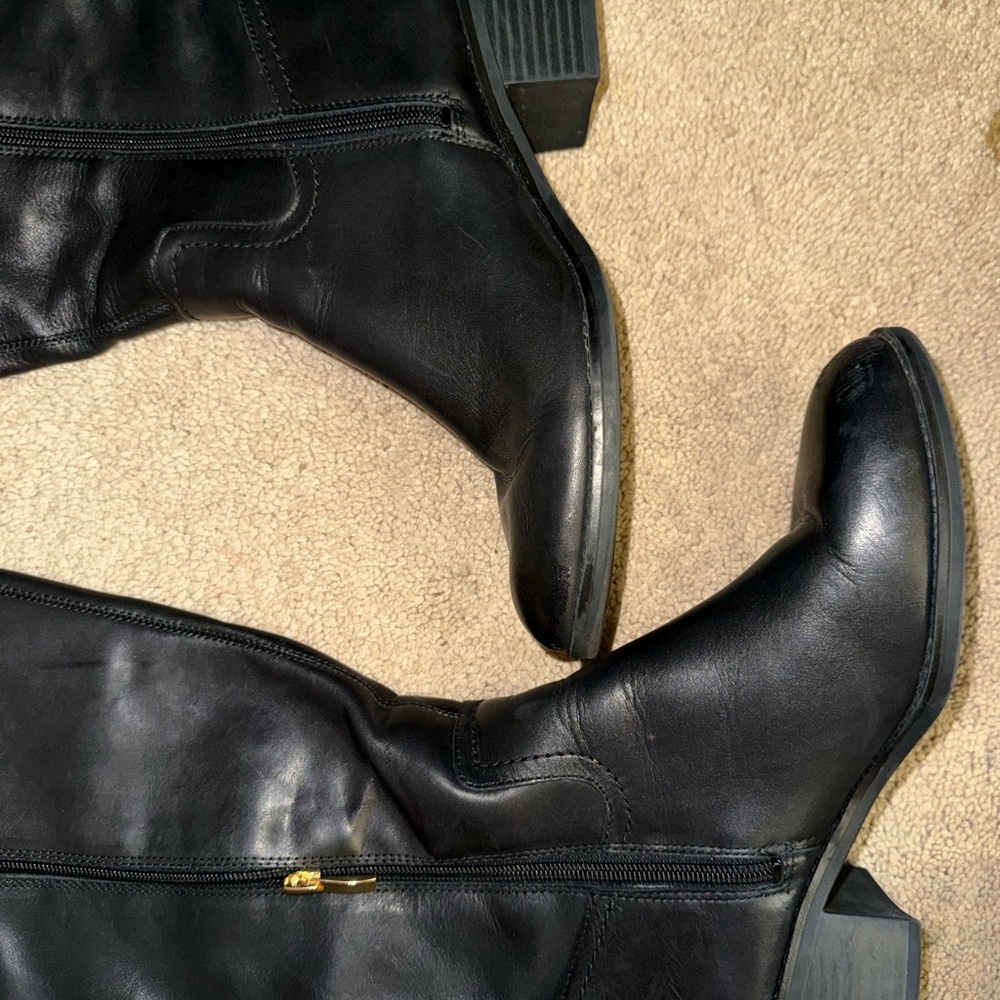 Franco Sarto Black Brown Riding Boots Wide Calf Size 8 - Picture 6 of 7